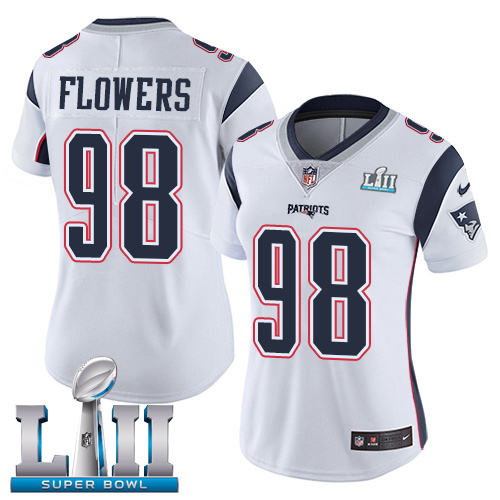 Nike Patriots #98 Trey Flowers White Super Bowl LII Women's Stitched NFL Vapor Untouchable Limited Jersey - Click Image to Close